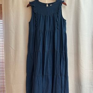 Madewell Dark Blue Sleeveless Tiered Maxi Dress